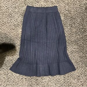 POL Navy Blue Ribbed Midi Skirt